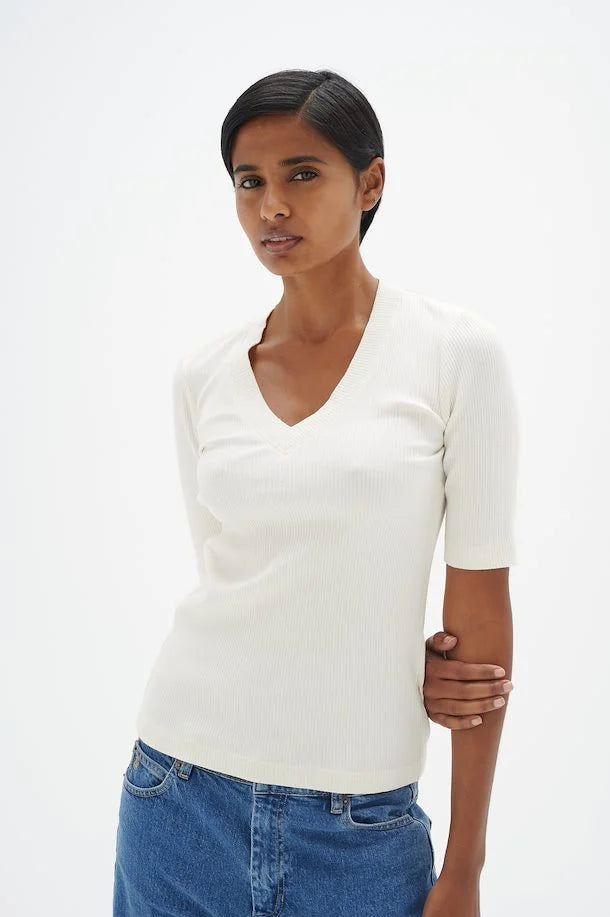 Dagna V T-shirt Creme